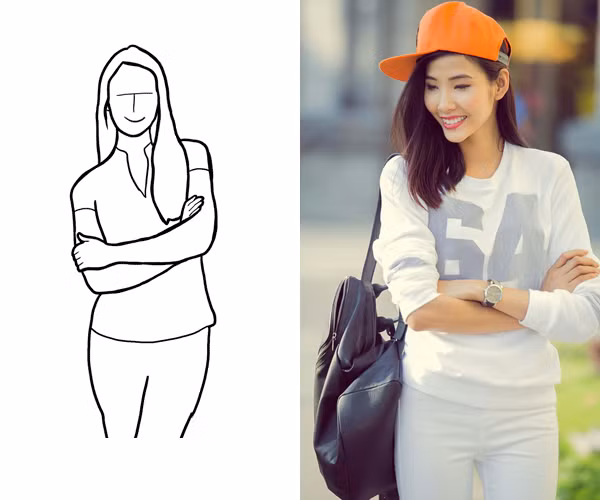 Vòng hai tay trước ngực là tư thế giúp bạn thể hiện sự tự tin, nhìn vào bức ảnh sẽ thấy được sự tự nhiên và năng động của "người mẫu". 10-cach-tao-dang-dep-khi-lung-tung-tay-chan-4