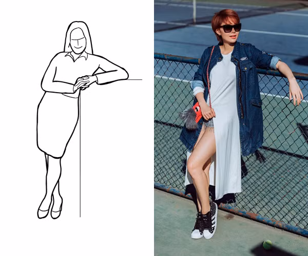 Chẳng biết giấu tay vào đâu khi chụp ảnh, hãy nhanh trí tìm ngay một điểm để bạn có thể tựa tay vào. Bất cứ vật gì hỗ trợ nhưmột chiếc bàn, bậc cầu thang hay hàng rào... đều có thể giúp bức ảnh của bạnsinh động hơn. 10-cach-tao-dang-dep-khi-lung-tung-tay-chan-5