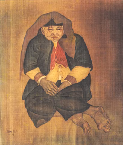 Mộng Bích (1933). Bà già. 1993. Lụa.