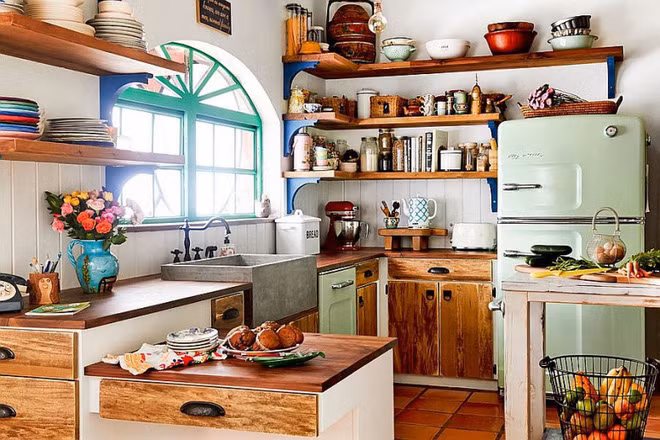 Những căn bếp đẹp hút hồn với kệ gỗ tự nhiên phong cách Rustic - Ảnh 4. Những căn bếp đẹp hút hồn với kệ gỗ tự nhiên phong cách Rustic - Ảnh 4.