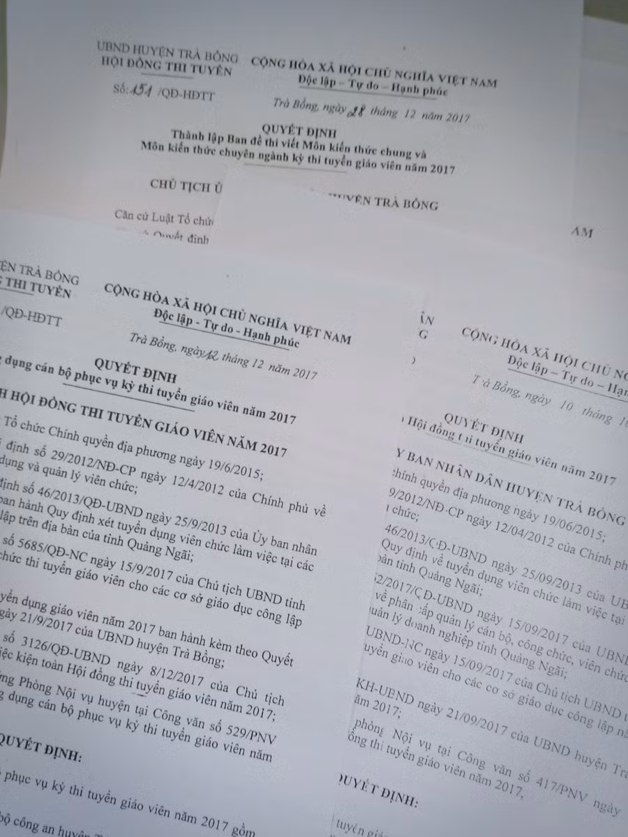 HĐTT giáo viên huyện Trà Bồng ra nhiều quyết định vi phạm Quy chế Ảnh: Nguyễn Khải