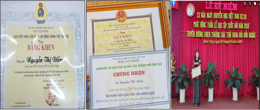 Một số thành tích tiêu biểu cô Nguyễn Thị Diễm.