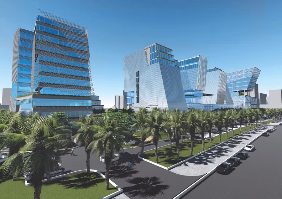 Một góc quần thể Viện Nghiên cứu công nghệ cao, Trung tâm Đào tạo, Trung tâm Chuyển giao công nghệ của Trường ĐH Nguyễn Tất Thành tại quận 9, TPHCM