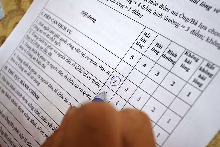 Một số tài xế, thuộc các cơ quan đơn vị nhà nước hài lòng với kết quả giải quyết thủ tục hành chính nên đã cho điểm tuyệt đối trong phiếu đánh giáẢnh: Bá Đô