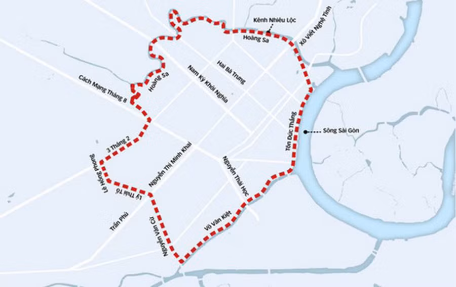 Sơ đồ vành đai thu phí khi ô tô đi vào khu vực trung tâm. Ảnh TTO