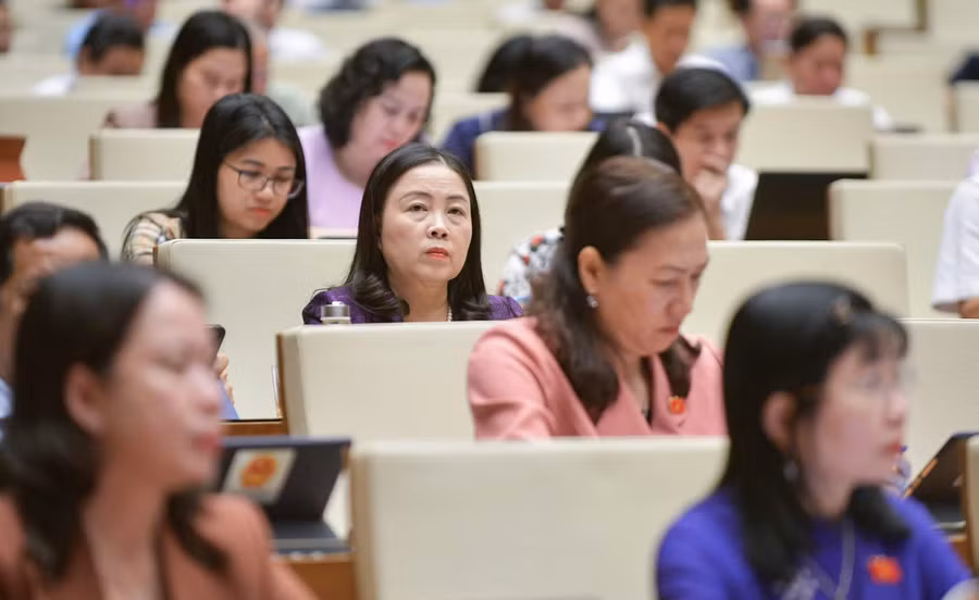 Các ĐBQH thảo luận tại hội trường.