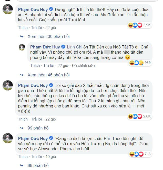 Những comment thanh minh của Phạm Đức Huy