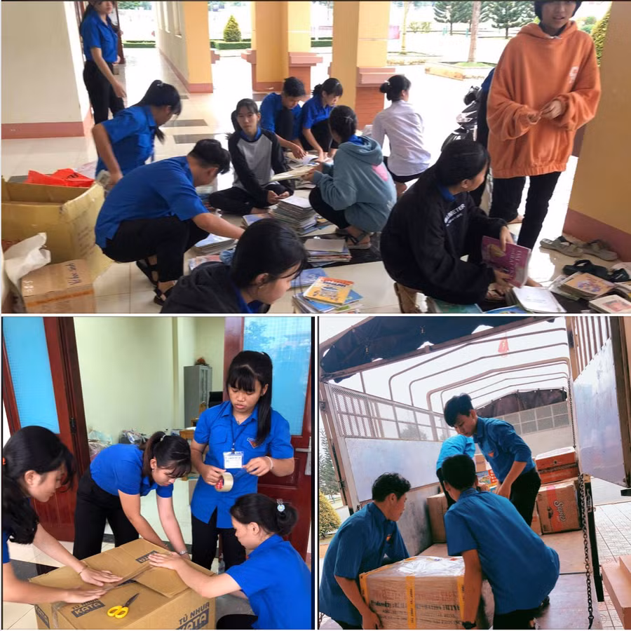 CLB tình nguyện Sắc Màu (huyện Hớn Quản) tổ chức chuyến xe trao tặng quà cho người dân bị ảnh hưởng bởi lũ lụt.