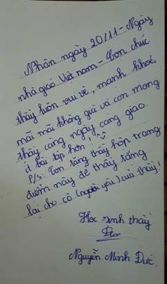 Tấm thiệp ngộ nghĩnh, thể hiện sự yêu quý của học trò với thầy Minh Tấm thiệp ngộ nghĩnh, thể hiện sự yêu quý của học trò với thầy Minh