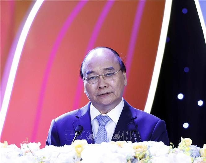 Chủ tịch nước Nguyễn Xuân Phúc phát biểu.