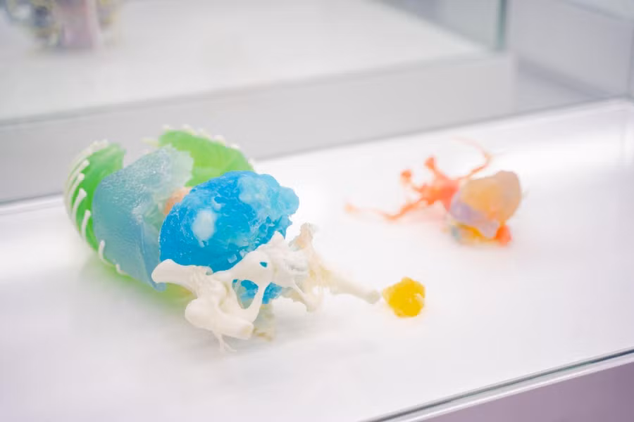 Hình ảnh mô hình u tế bào khổng lồ được in bằng công nghệ 3D tại Trung tâm nhằm xác định rõ vị trí, độ xâm lấn của khối u trên thực tế. Đây là một ca bệnh hiếm, phục vụ cho công tác giảng dạy sinh viên tại VinUni một cách trực quan hơn.