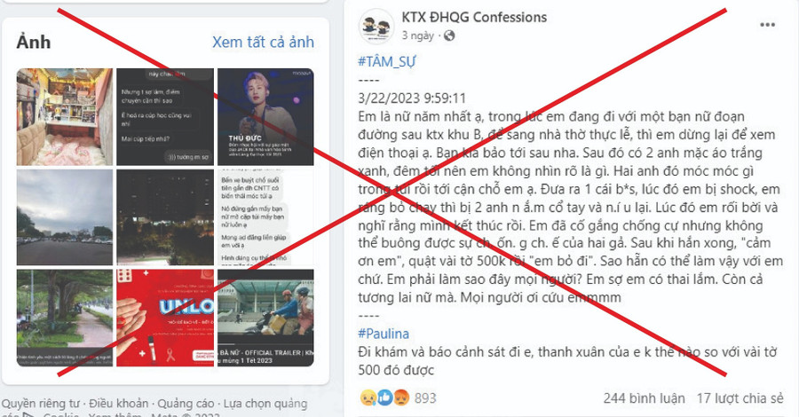 Thông tin sai sự thật được đăng tải lên mạng.