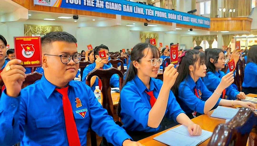 Các đại biểu biểu quyết thông qua chương trình Đại hội.