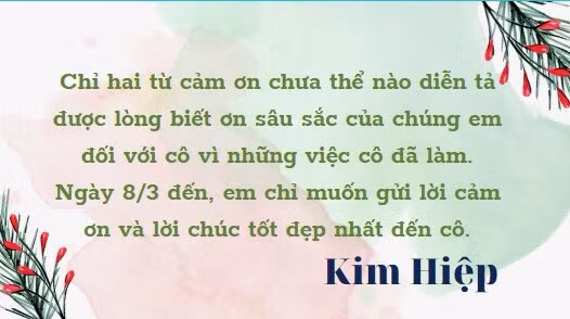 Dù học trực tuyến nhưng các em học sinh vẫn có nhiều cách để thể hiện sự biết ơn và tình cảm tri ân tới các cô giáo.