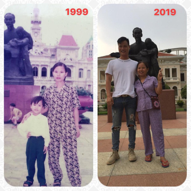 Bức ảnh đáng yêu nhất ngày: Cùng địa điểm, cùng con người nhưng sau 20 năm, con trai đã to gấp đôi mẹ mất rồi! - Ảnh 1. Bức ảnh đáng yêu nhất ngày: Cùng địa điểm, cùng con người nhưng sau 20 năm, con trai đã to gấp đôi mẹ mất rồi! - Ảnh 1.