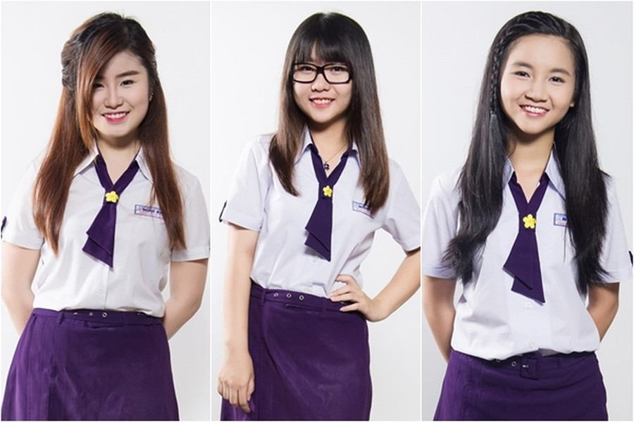 Hay màu tím mộng mơ của đồng phục học sinh trường THPT Nguyễn Thị Minh Khai...