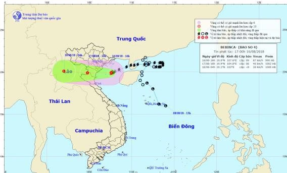 Bão số 4 cách Nam Định 130km, sức gió mạnh nhất giật cấp 12