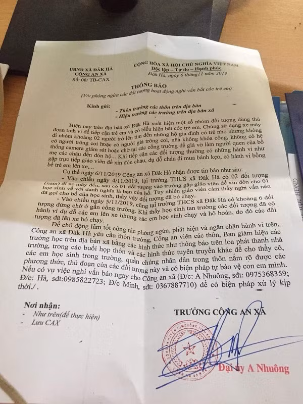 Thông báo của Công an xã Đăk Hà