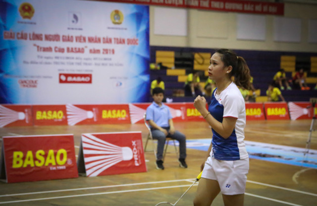 VĐV Trần Ngọc Tuyết Sang trong trận chung kết nội dung Đơn nữ (dưới 30 tuổi).