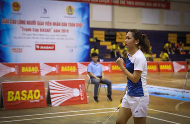 VĐV Trần Ngọc Tuyết Sang trong trận chung kết nội dung Đơn nữ (dưới 30 tuổi).