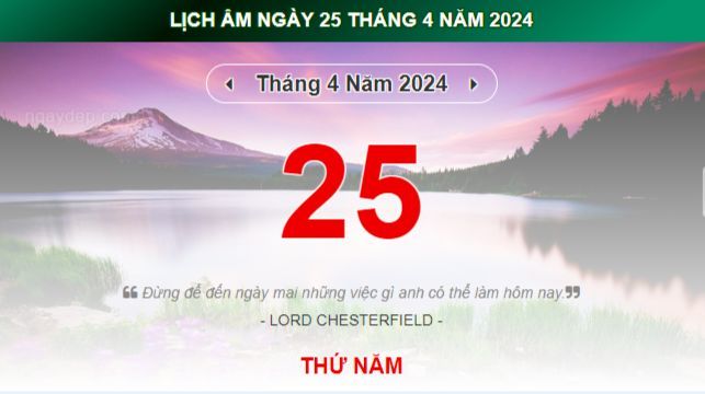 Lịch âm hôm nay - Xem lịch âm ngày 25/4