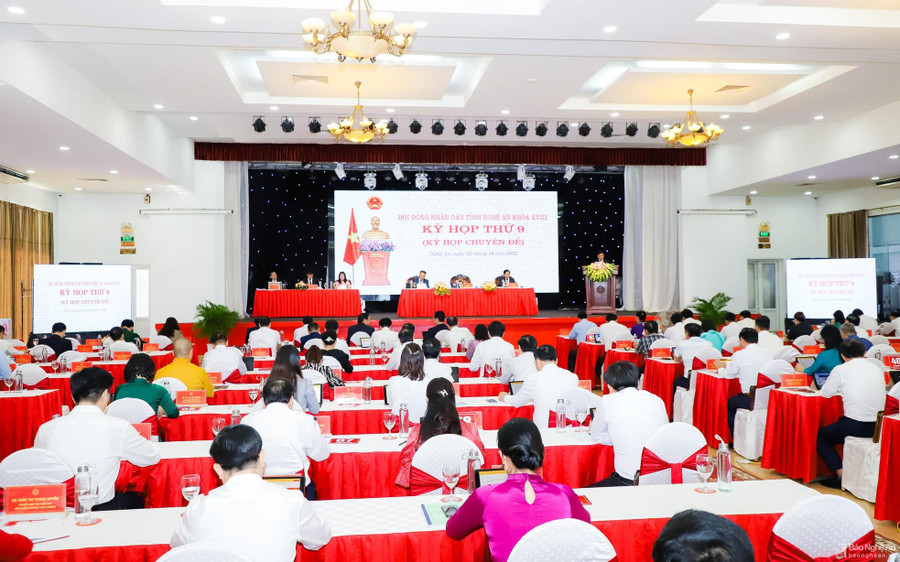 Kỳ họp thứ 9, HĐND tỉnh Nghệ An khóa XVIII. Ảnh: Báo Nghệ An