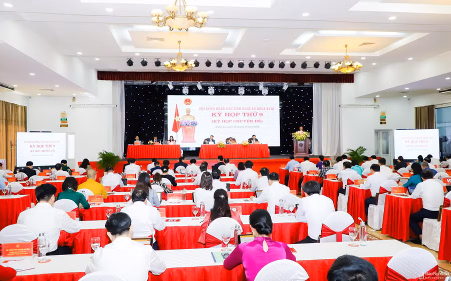 Kỳ họp thứ 9, HĐND tỉnh Nghệ An khóa XVIII. Ảnh: Báo Nghệ An