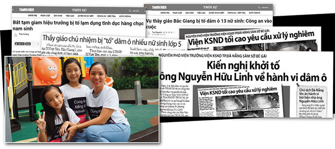 Một gia đình ở chung cư Galaxy 9 mặc đồng phục có thông điệp “Cùng lên tiếng bảo vệ bé gái” /// Ảnh: Lê Nam