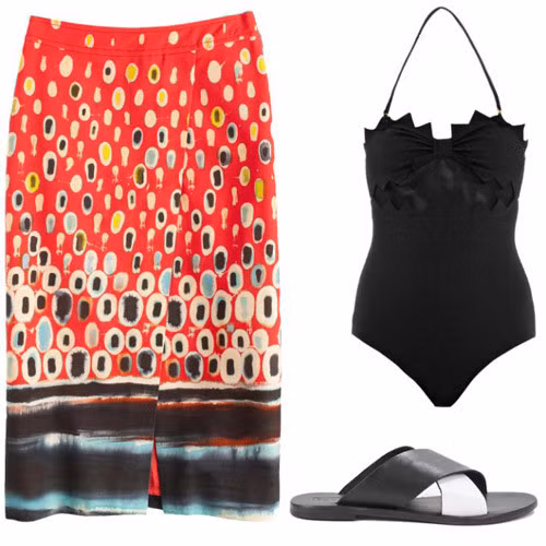 Chân váy và dép kẹp lại thể hiện vẻ ngoài đậm chất boho, nhẹ nhàng, nữ tính.