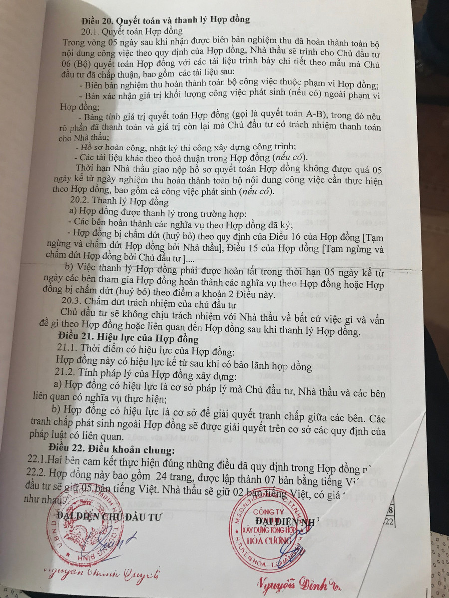 Mục Quyết toán và thanh lý hợp đồng của dự án đường Lâm Khai xã Hóa Hợp. Mục Quyết toán và thanh lý hợp đồng của dự án đường Lâm Khai xã Hóa Hợp.