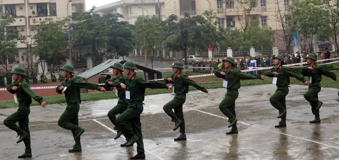 Các VĐV tham gia thi đấu nội dung Điều lệnh đội ngũ 