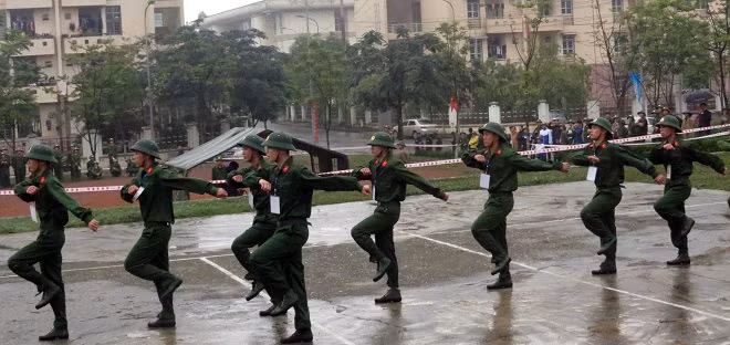 Các VĐV tham gia thi đấu nội dung Điều lệnh đội ngũ 