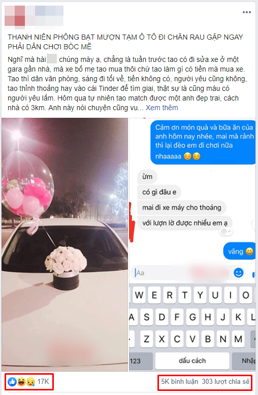 Quyết "chơi lớn" khi mang xe ô tô và bóng bay lãng mạn đi tán gái, chàng trai bị chính đối tượng hẹn hò bóc mẽ - Ảnh 1. Quyết "chơi lớn" khi mang xe ô tô và bóng bay lãng mạn đi tán gái, chàng trai bị chính đối tượng hẹn hò bóc mẽ - Ảnh 1.