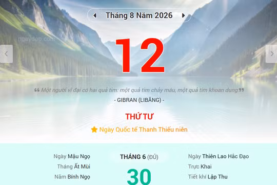 Lịch âm 12/8 - Xem lịch âm ngày 12/8