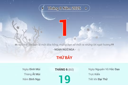 Lịch âm 1/8 - Xem lịch âm ngày 1/8