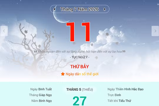 Lịch âm 11/7 - Xem lịch âm ngày 11/7