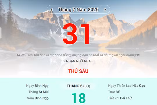Lịch âm 31/7 - Xem lịch âm ngày 31/7