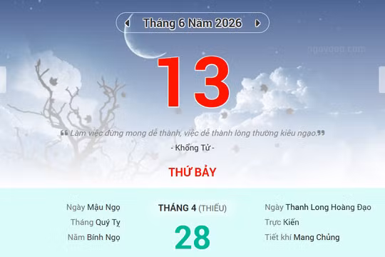 Lịch âm 13/6 - Xem lịch âm ngày 13/6