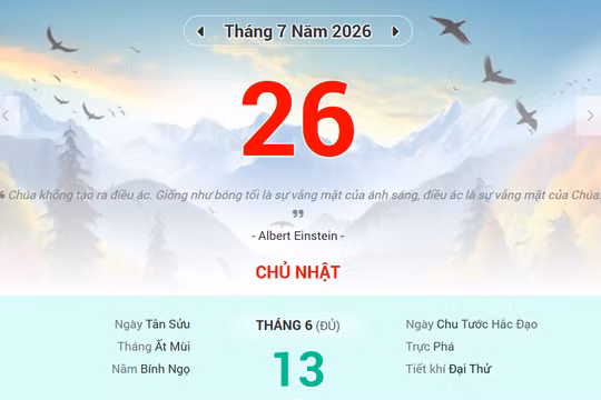 Lịch âm 26/7 - Xem lịch âm ngày 26/7