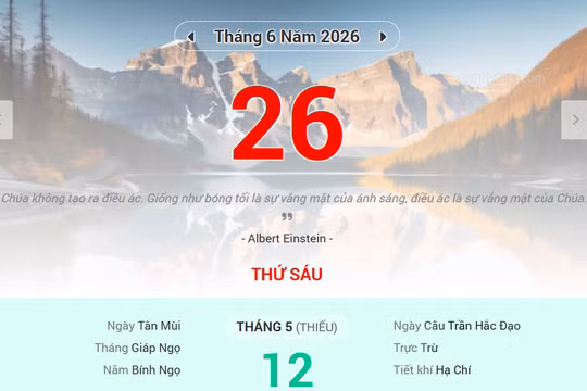 Lịch âm 26/6 - Xem lịch âm ngày 26/6