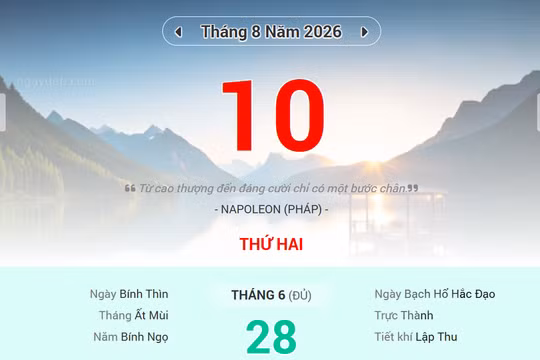 Lịch âm 10/8 - Xem lịch âm ngày 10/8