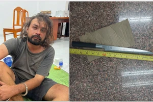 Damian Shrimanker cùng hung khí bị thu giữ.