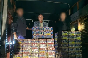 Đối tượng T.L.M. và tang vật bị lực lượng chức năng bắt giữ.