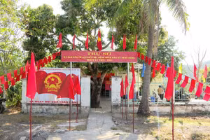 Điểm bỏ phiếu tại xã Hàm Thạnh.