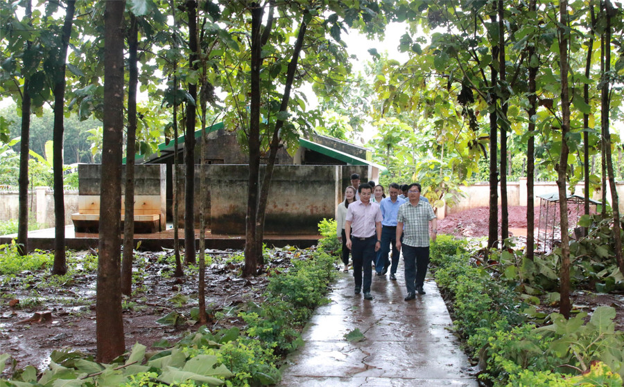Khu vệ sinh Trường Tiểu học Lê Đình Chinh hiện bố trí cách xa dãy phòng học, bất tiện cho học sinh. (Ảnh: TT) 2-chon.jpg
