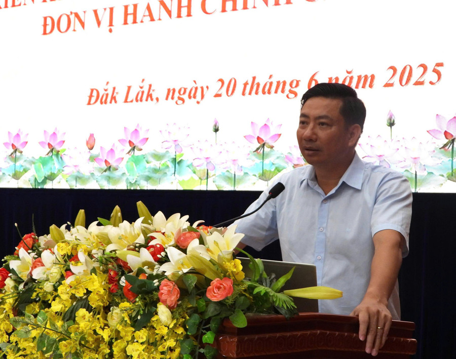 Ông Nguyễn Thượng Hải, Trưởng Ban Tổ chức Tỉnh ủy thông báo các quyết định tại Hội nghị. (Ảnh: BT) a1-1.jpg