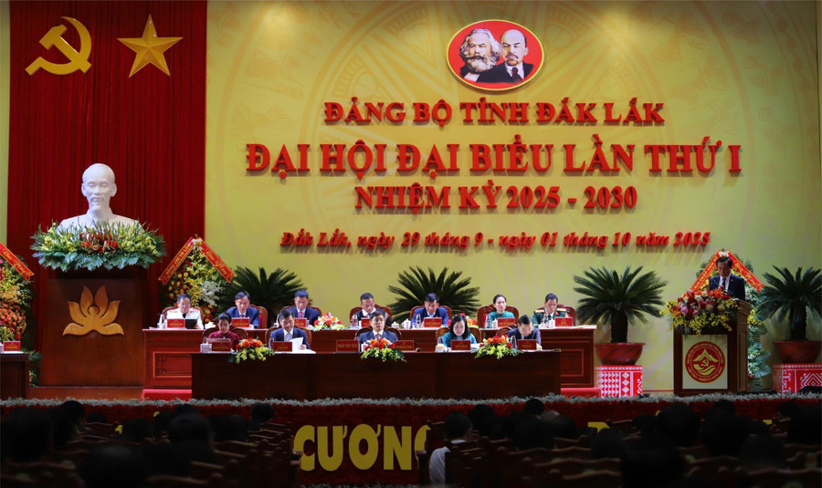 Đại hội đại biểu Đảng bộ tỉnh Đắk Lắk lần thứ I, nhiệm kỳ 2025-2030. (Ảnh: TT) dh.jpg