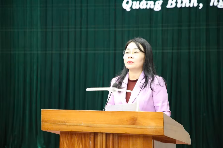 Bà Mai Thị Liên Giang, Phó Giám đốc Sở GD&ĐT cung cấp thông tin tại buổi họp báo.