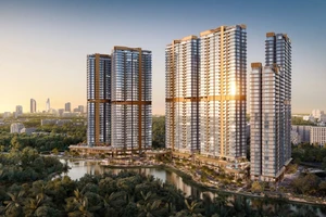 Không gian thương mại đậm chất châu Âu bên dòng kênh xanh mát tạo điểm nhấn độc bản cho thương phố ven sông Eaton Park. (Ảnh: Gamuda Land).