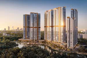 Không gian thương mại đậm chất châu Âu bên dòng kênh xanh mát tạo điểm nhấn độc bản cho thương phố ven sông Eaton Park. (Ảnh: Gamuda Land).